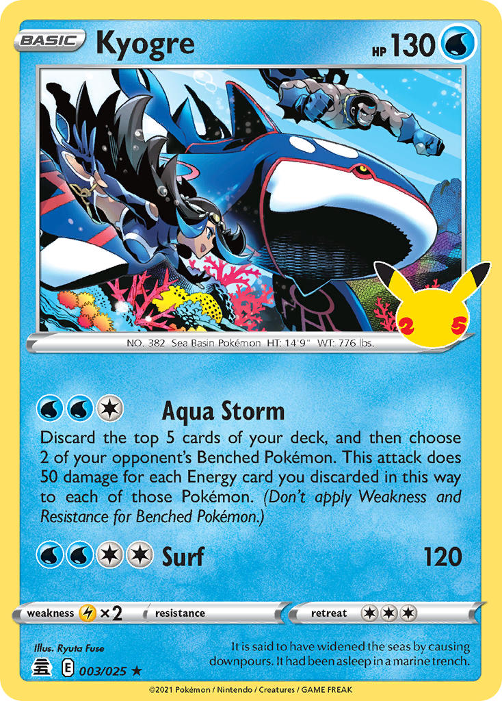 Kyogre 003/025 - Rare (25th Anniversary)